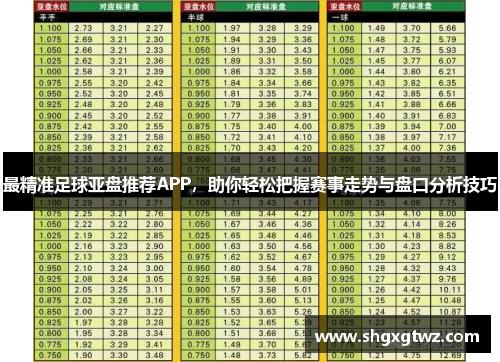 最精准足球亚盘推荐APP，助你轻松把握赛事走势与盘口分析技巧